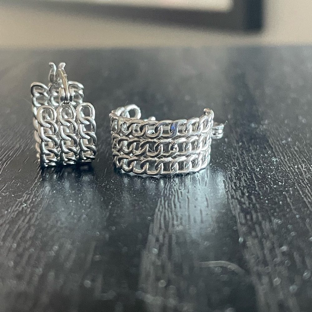 Sterling silver cuban link hoops